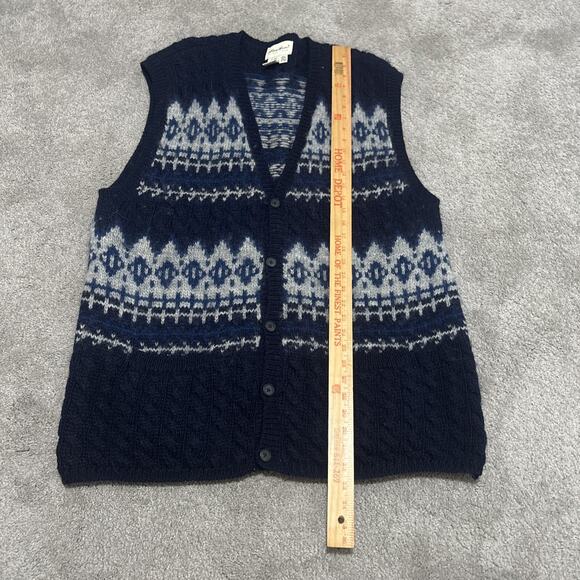 VTG 90s Eddie Bauer Size XL Tall Wool Knit Fisherman Sweater Vest - Picture 5 of 5